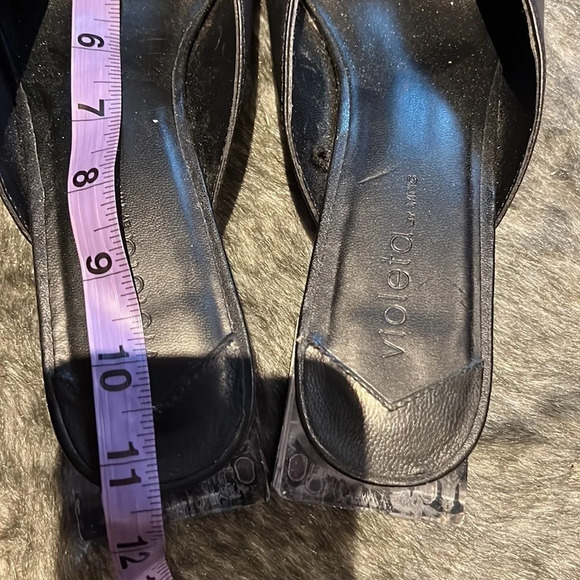 Mango Violeta black leather geometric  clear heels mules Sz 40 - Picture 8 of 16